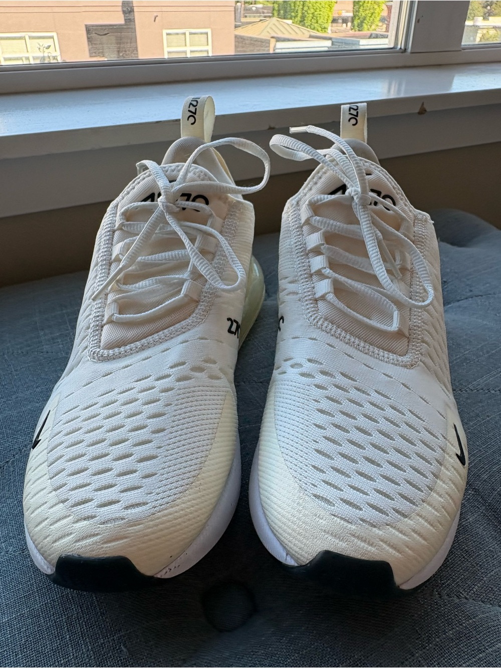 Nike Air Max 270 Running Shoes Sneakers Sail/Coconut Milk/Pale Ivory/Black Mens - Picture 6 of 15